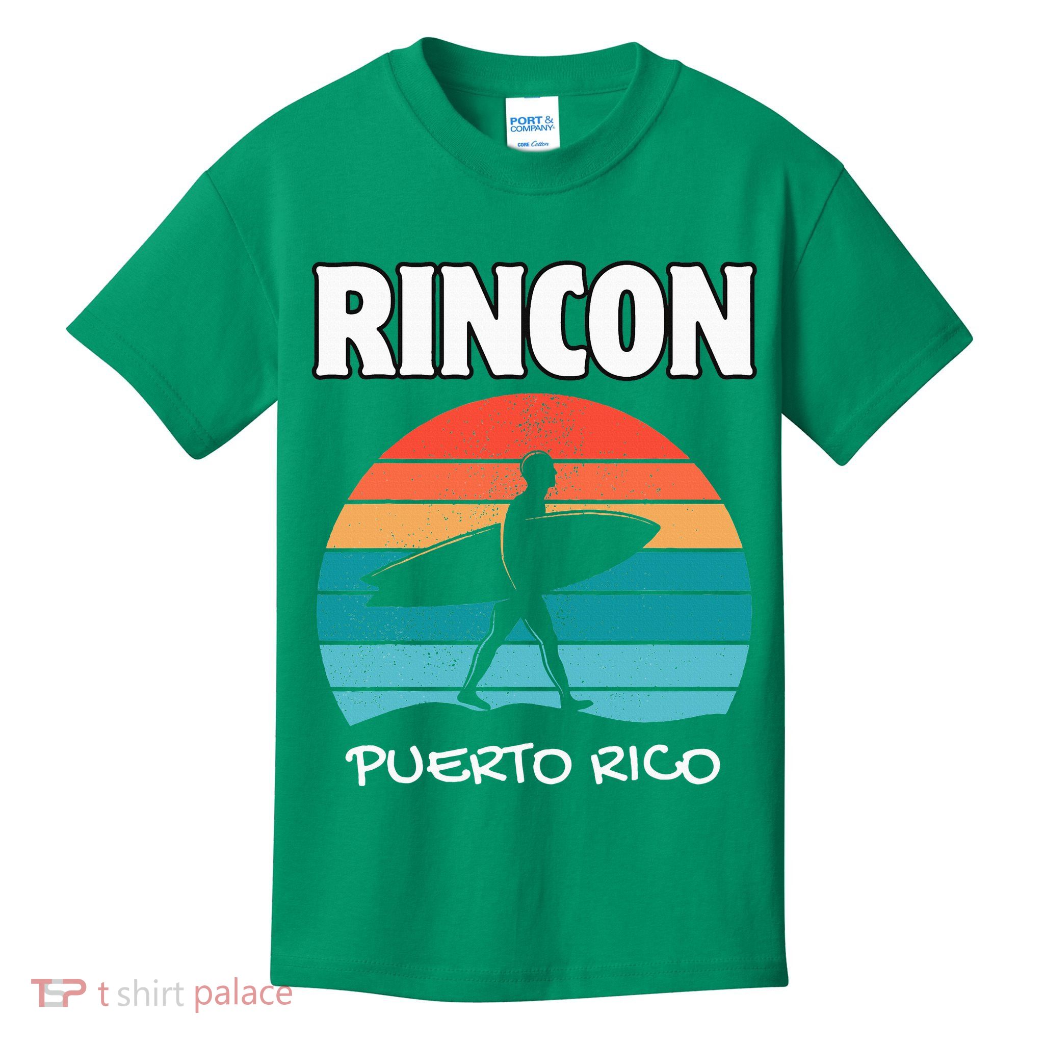 Rincon Puerto Rico Surf Retro Sunset Surfing Travel Kids T-Shirt
