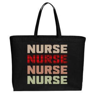 Retro Plaid Red Nurse Life For National Nurse Day Gift Cotton Canvas Jumbo Tote