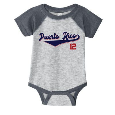 Retro Puerto Rico Beisbol Jersey Boricua Baseball 12 Infant Baby Jersey Bodysuit