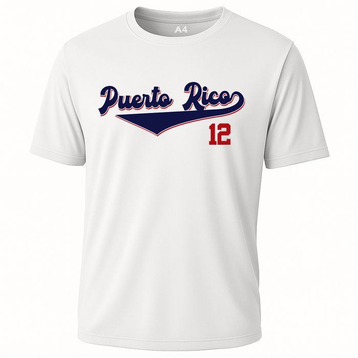 Retro Puerto Rico Beisbol Jersey Boricua Baseball 12 Cooling Performance Crew T-Shirt