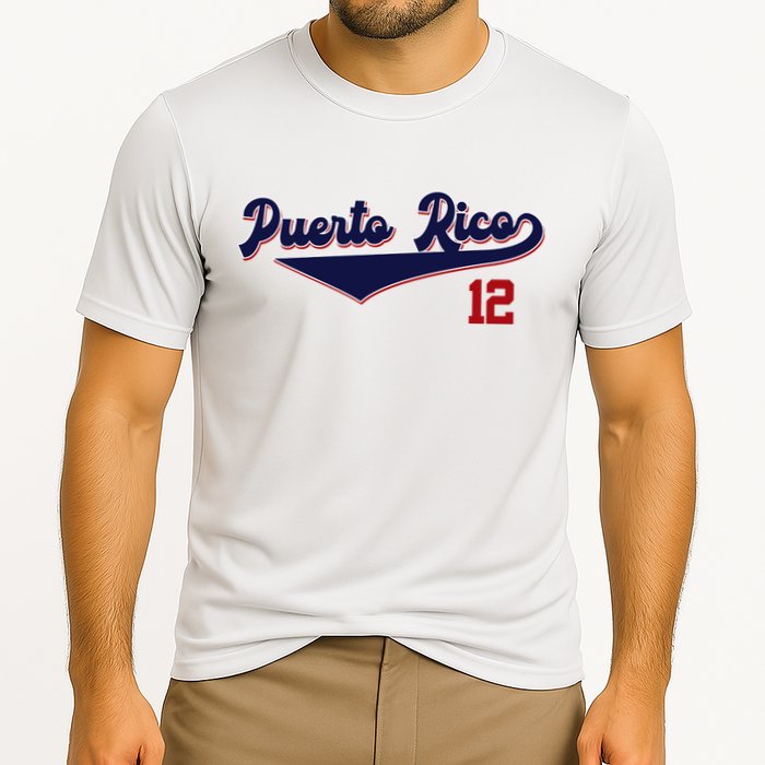 Retro Puerto Rico Beisbol Jersey Boricua Baseball 12 Cooling Performance Crew T-Shirt