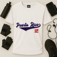 Retro Puerto Rico Beisbol Jersey Boricua Baseball 12 Cooling Performance Crew T-Shirt