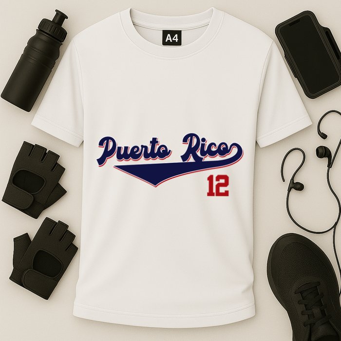 Retro Puerto Rico Beisbol Jersey Boricua Baseball 12 Cooling Performance Crew T-Shirt