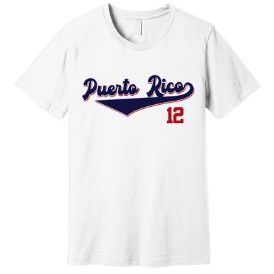 Retro Puerto Rico Beisbol Jersey Boricua Baseball 12 Premium T-Shirt