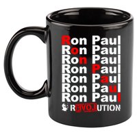 Ron Paul Revolution Word 11oz C Handle Ceramic Mug