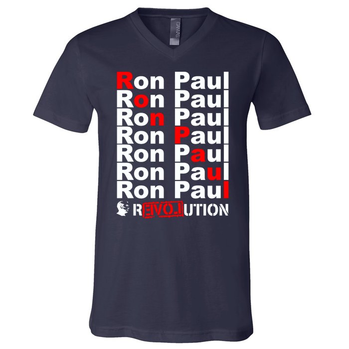 Ron Paul Revolution Word V-Neck T-Shirt