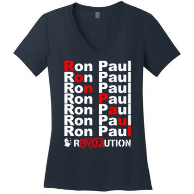 Ron Paul Revolution Word Women's V-Neck T-Shirt