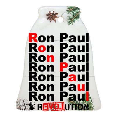 Ron Paul Revolution Word Ceramic Bell Ornament