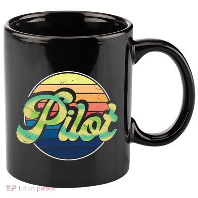 Retro Pilot 11oz C Handle Ceramic Mug