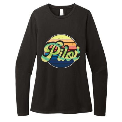 Retro Pilot Womens CVC Long Sleeve Shirt