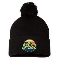 Retro Pilot Pom Pom 12in Knit Beanie