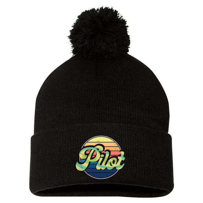 Retro Pilot Pom Pom 12in Knit Beanie