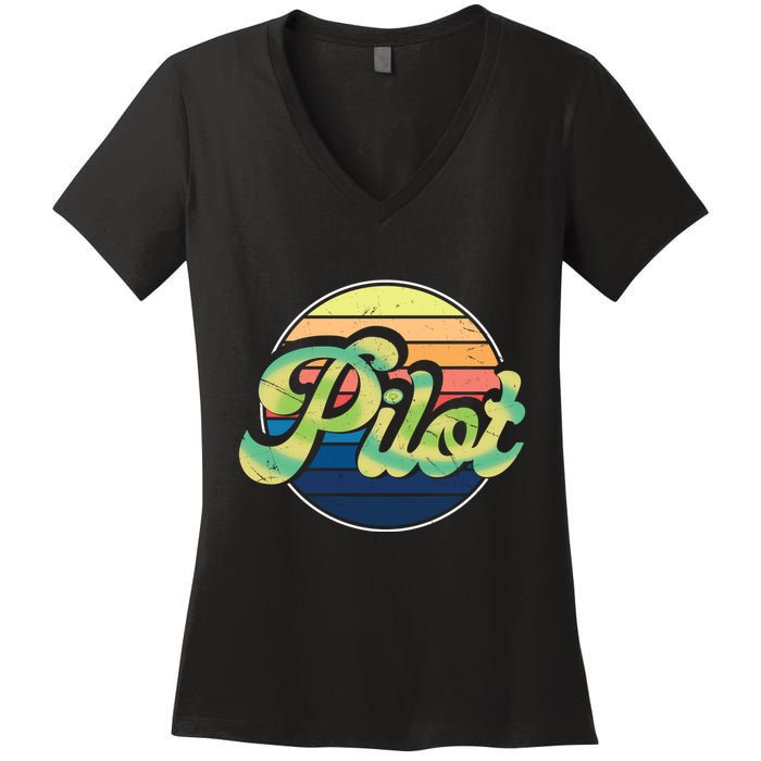 Retro Pilot Women's V-Neck T-Shirt