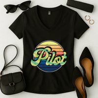 Retro Pilot Women's V-Neck T-Shirt