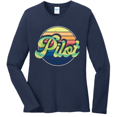 Retro Pilot Ladies Long Sleeve Shirt