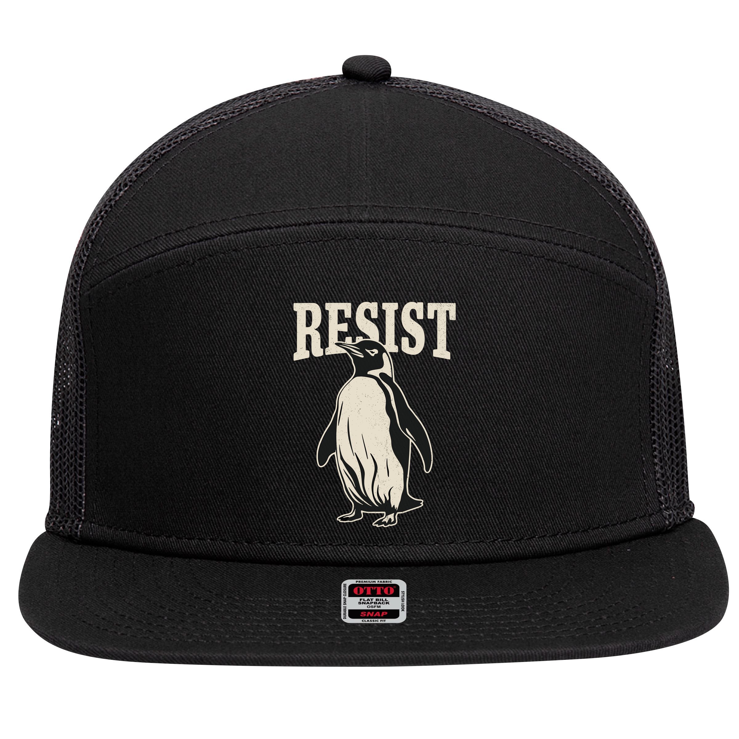 Resist Penguin 7 Panel Mesh Trucker Snapback Hat