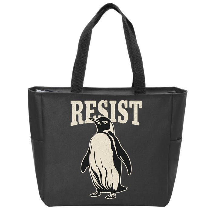 Resist Penguin Zip Tote Bag