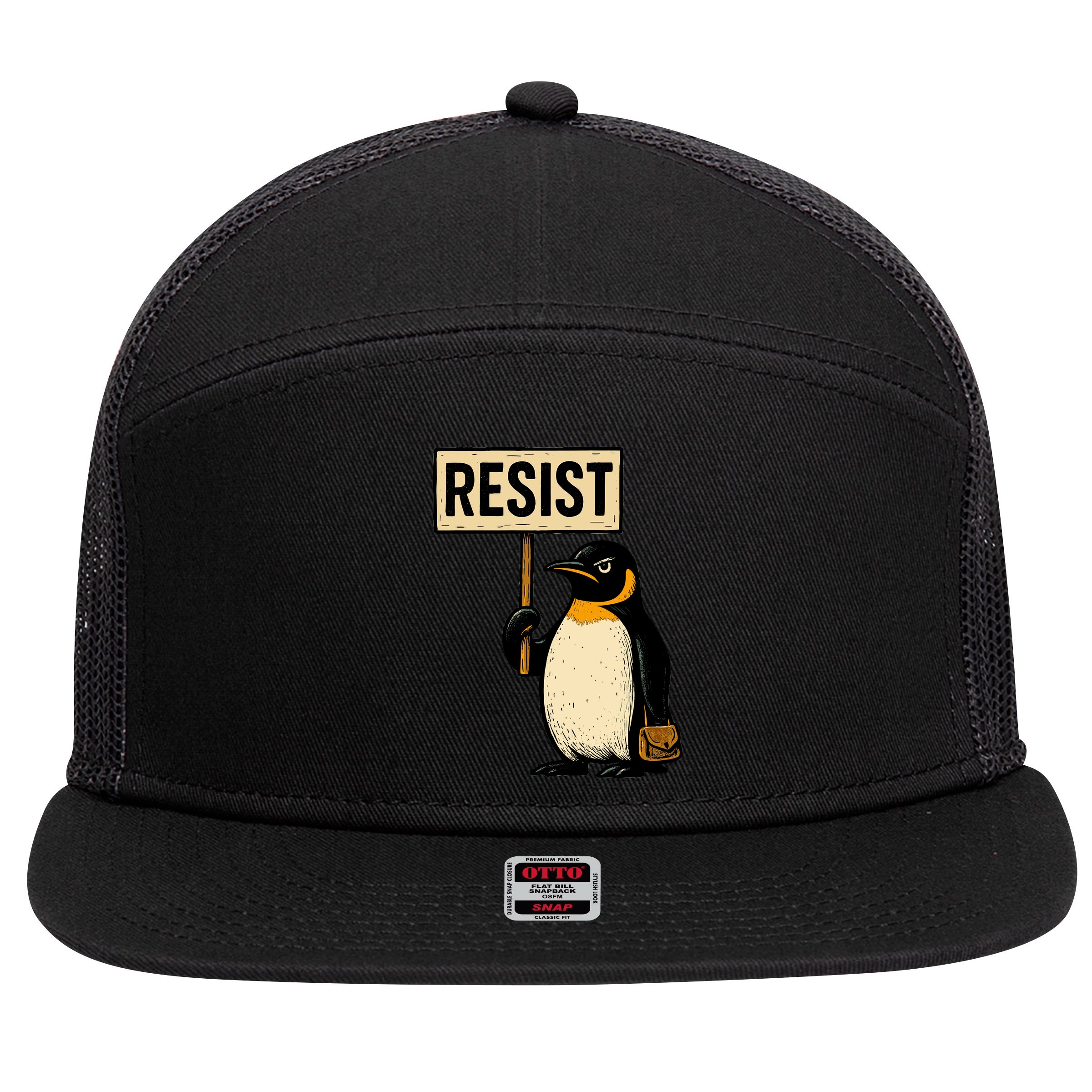 Resist Penguin 7 Panel Mesh Trucker Snapback Hat