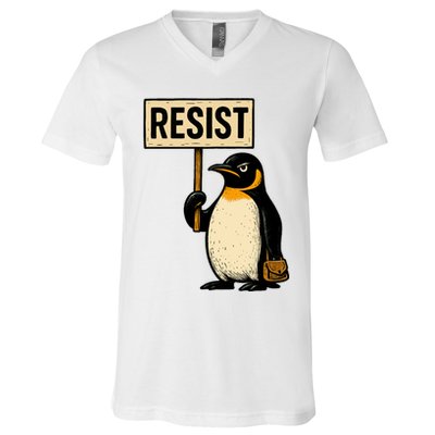 Resist Penguin V-Neck T-Shirt