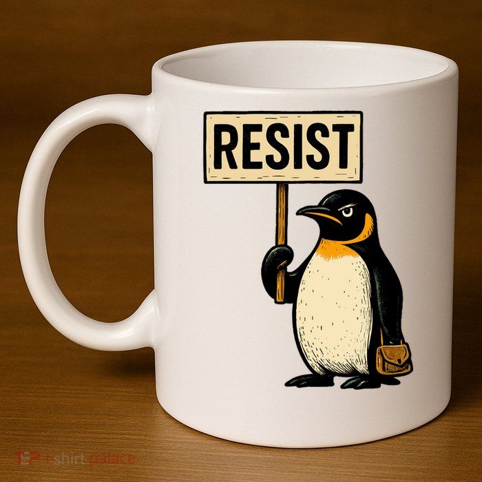 Resist Penguin 11oz C Handle Ceramic Mug