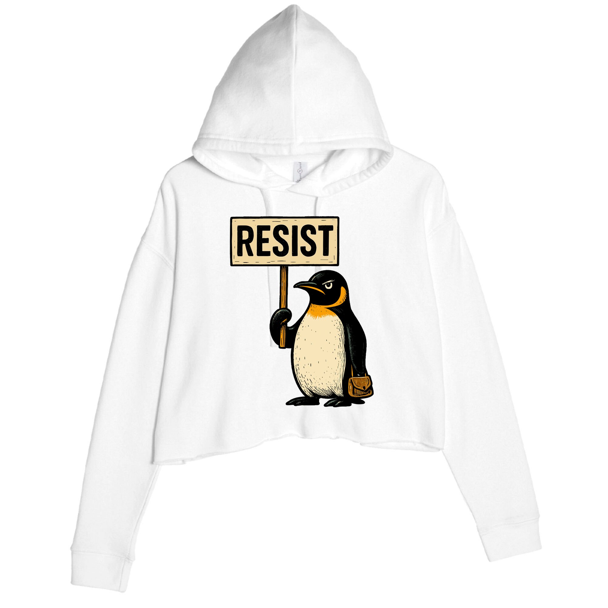 Resist Penguin Crop Fleece Hoodie