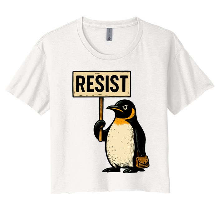 Resist Penguin Women's Crop Top Tee