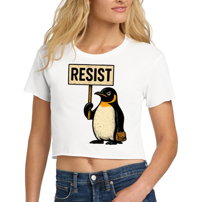 Resist Penguin Women's Crop Top Tee