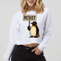 Resist Penguin Cropped Pullover Crew