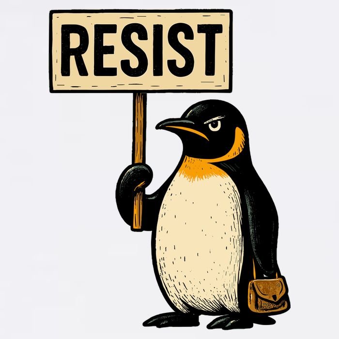 Resist Penguin Cropped Pullover Crew