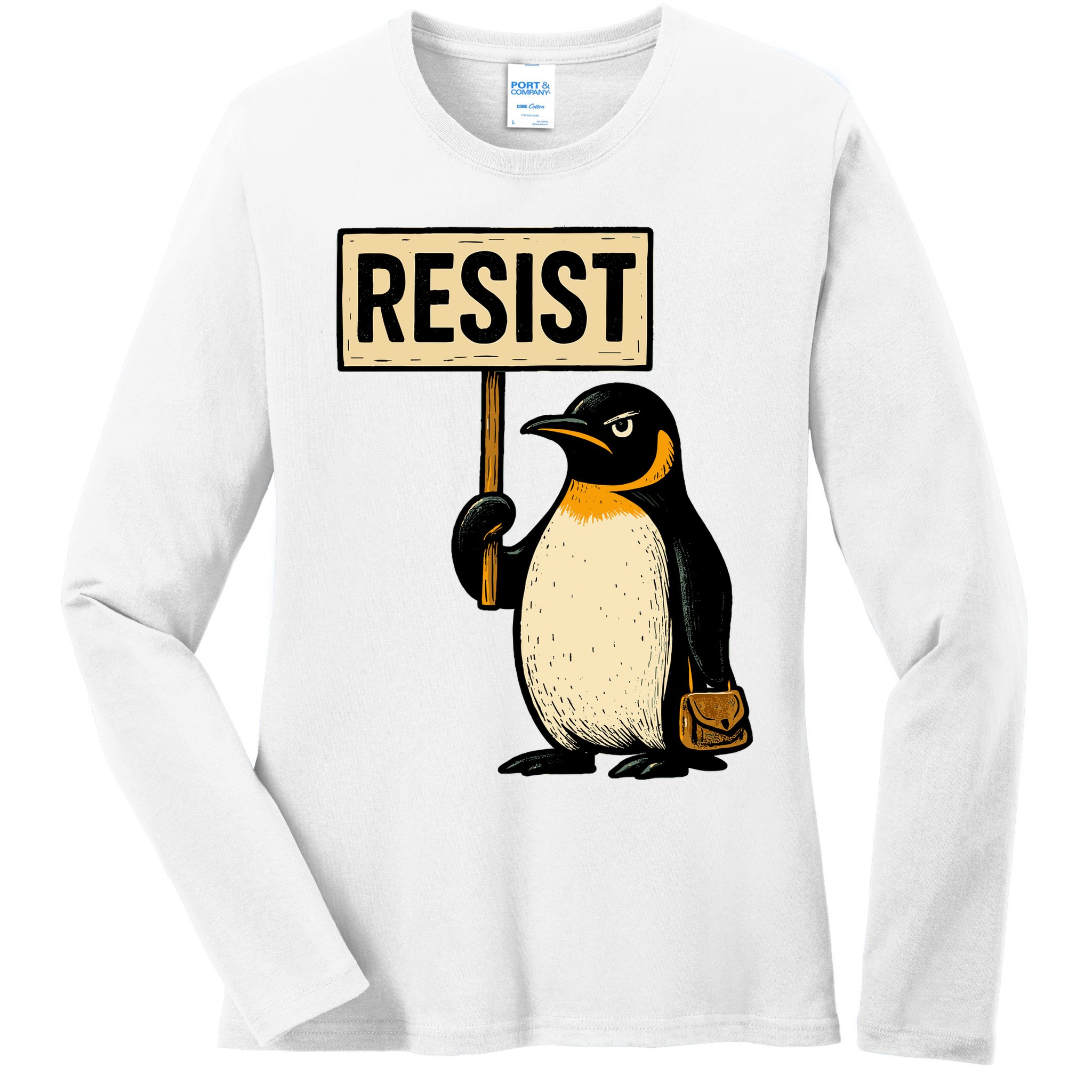 Resist Penguin Ladies Long Sleeve Shirt