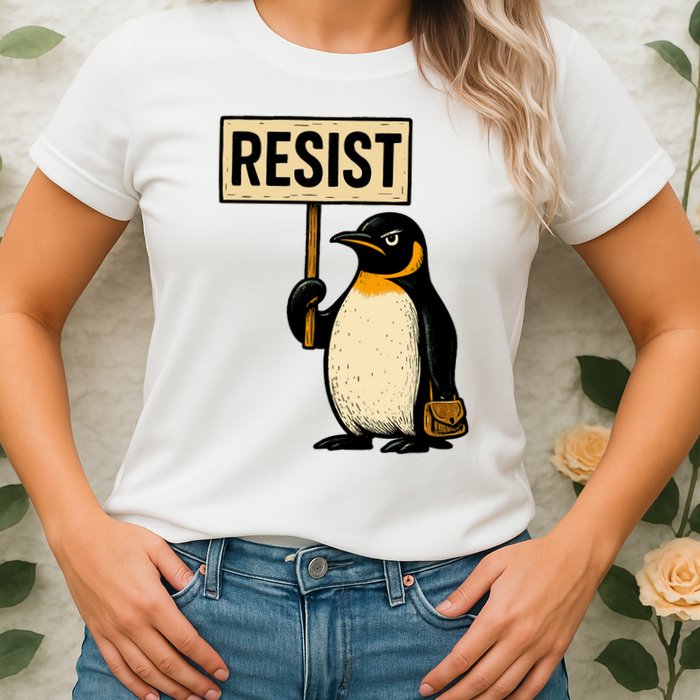 Resist Penguin Womens T-Shirt
