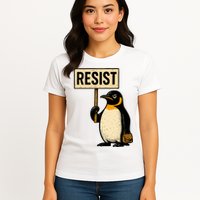 Resist Penguin Womens T-Shirt
