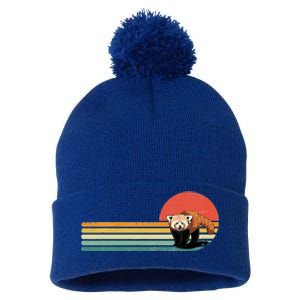 Red Panda Retro Red Panda Zoo Animal Red Panda Lover Pom Pom 12in Knit Beanie