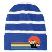 Red Panda Retro Red Panda Zoo Animal Red Panda Lover Striped Beanie with Solid Band