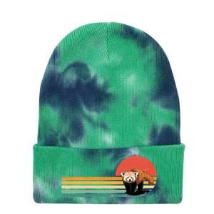 Red Panda Retro Red Panda Zoo Animal Red Panda Lover Tie Dye 12in Knit Beanie