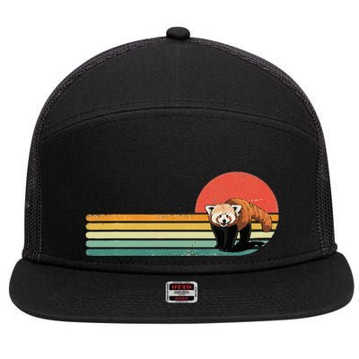 Red Panda Retro Red Panda Zoo Animal Red Panda Lover 7 Panel Mesh Trucker Snapback Hat