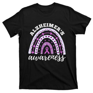 Rainbow Purple Ribbon Alzheimers Awareness T-Shirt