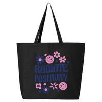 Radiate Positivity Retro Smiley Floral Quote 25L Jumbo Tote