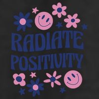 Radiate Positivity Retro Smiley Floral Quote 25L Jumbo Tote