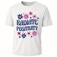 Radiate Positivity Retro Smiley Floral Quote Performance Shirt