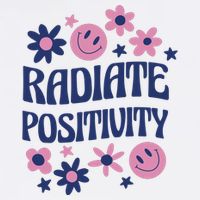 Radiate Positivity Retro Smiley Floral Quote Performance Shirt