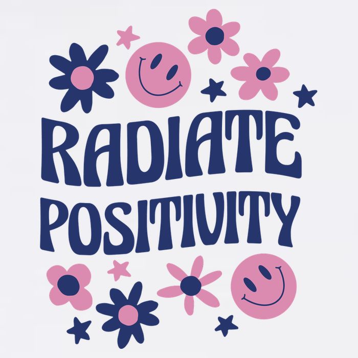 Radiate Positivity Retro Smiley Floral Quote Performance Shirt
