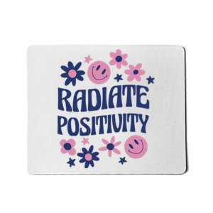 Radiate Positivity Retro Smiley Floral Quote Mousepad