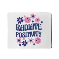 Radiate Positivity Retro Smiley Floral Quote Mousepad