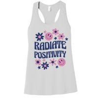 Radiate Positivity Retro Smiley Floral Quote Women's Racerback Tank