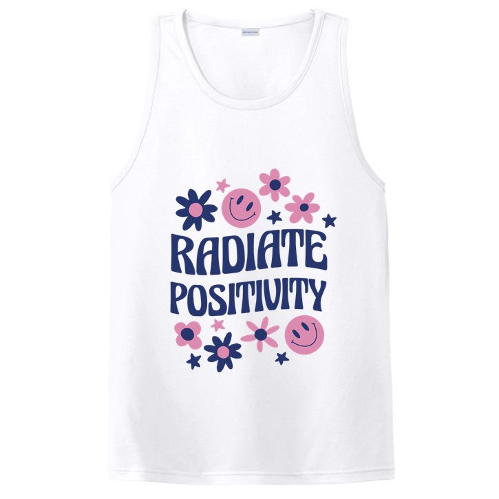 Radiate Positivity Retro Smiley Floral Quote PosiCharge Competitor Tank