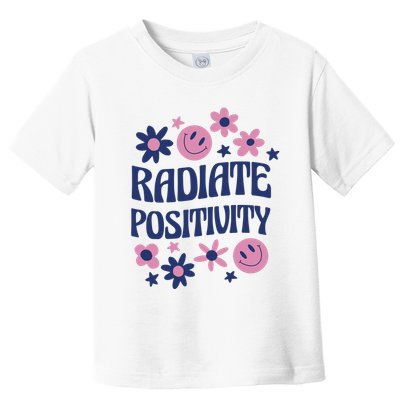 Radiate Positivity Retro Smiley Floral Quote Toddler T-Shirt
