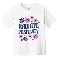Radiate Positivity Retro Smiley Floral Quote Toddler T-Shirt