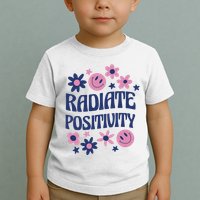 Radiate Positivity Retro Smiley Floral Quote Toddler T-Shirt
