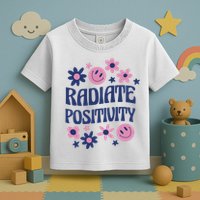 Radiate Positivity Retro Smiley Floral Quote Toddler T-Shirt
